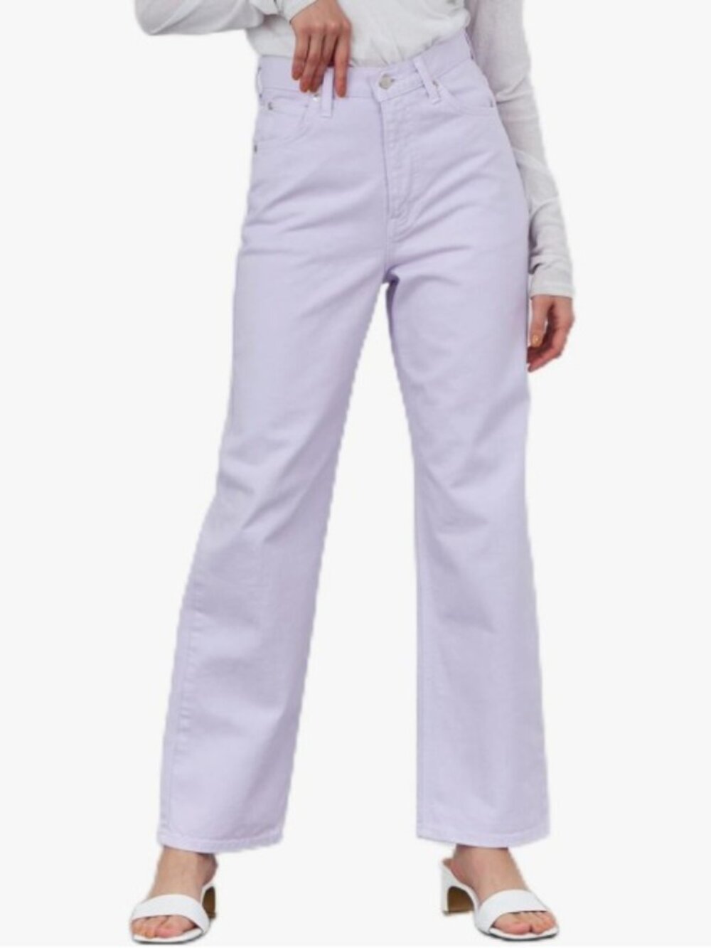 UNIQLO High Rise Wide Leg Straight Jeans - Lilac Purple